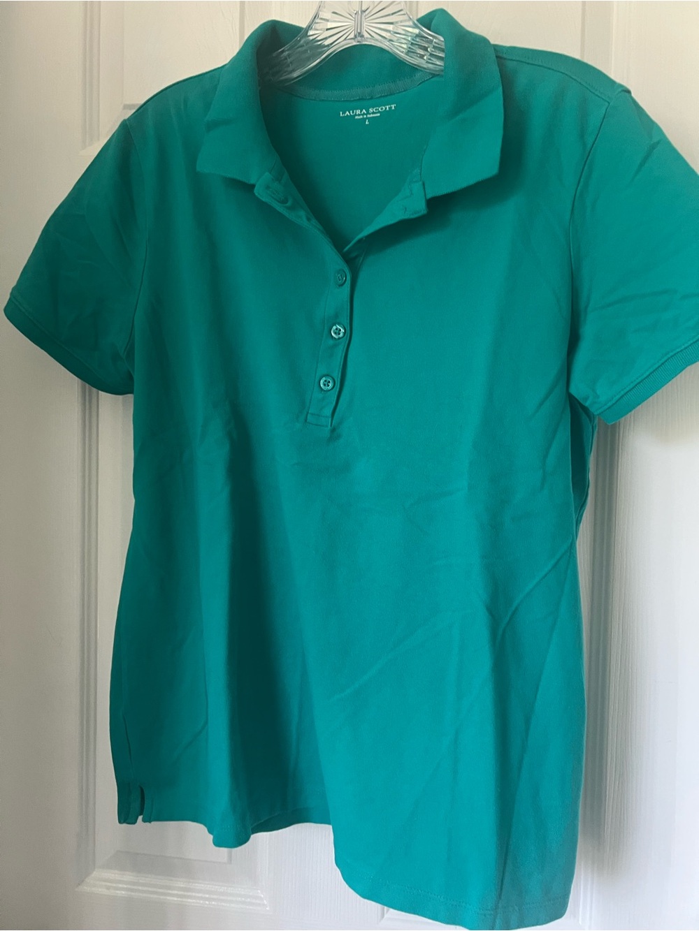 Laura Scott Teal Short-Sleeve Polo